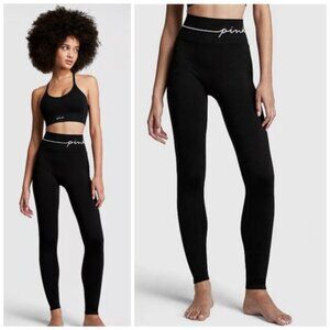 PINK Victoria's Secret Black High-Waist Seamless Leggings Size Large